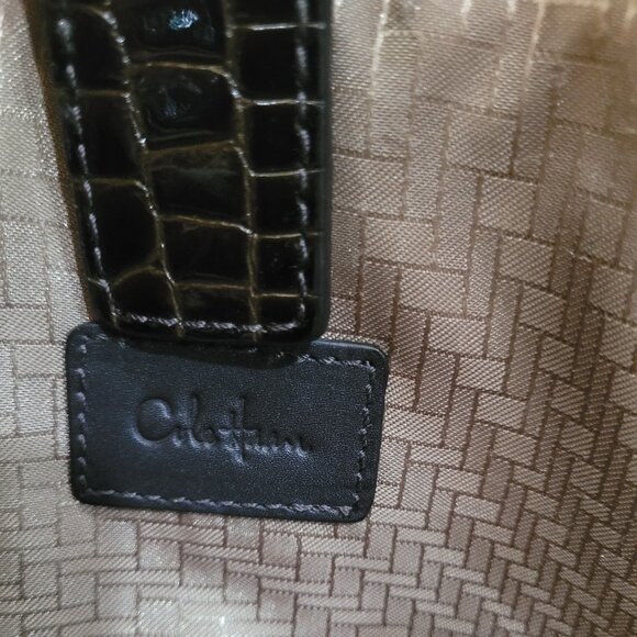 Cole Haan Black Croc Embossed Leather Satchel/Briefcase Women Large Size - Picture 12 of 16